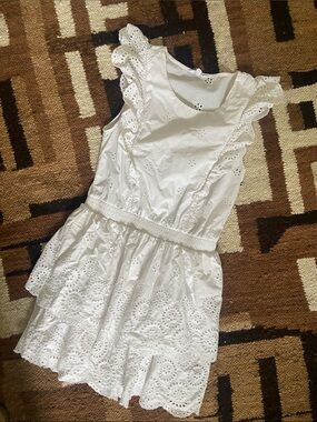 Steve Madden White Eyelet Ruffle Mini Dress S